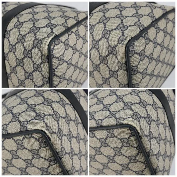 GUCCI GG Supreme Sherry Line Boston Bag PVC Navy Gold Red Auth 150128 - Picture 16 of 16